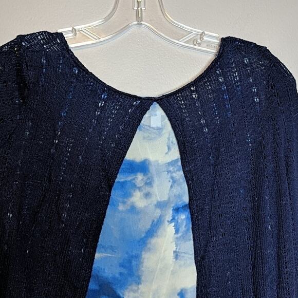 Charming Charlie Navy Sweater with Underlay, S - Picture 5 of 8